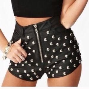 Unif studded vegan leather shorts
